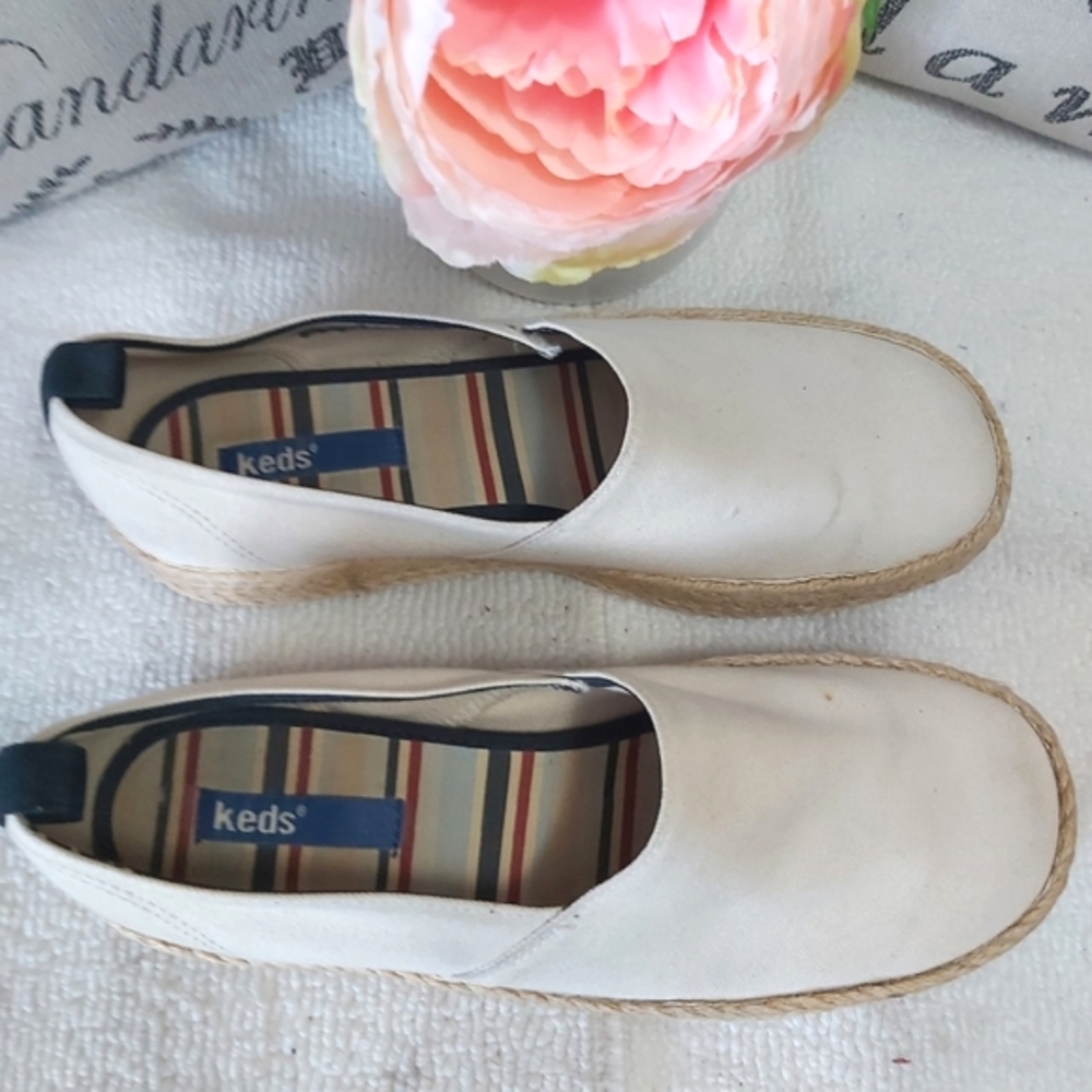 Y2K Keds beige canvas platform espadrilles loafers slip on shoes - Picture 3 of 15